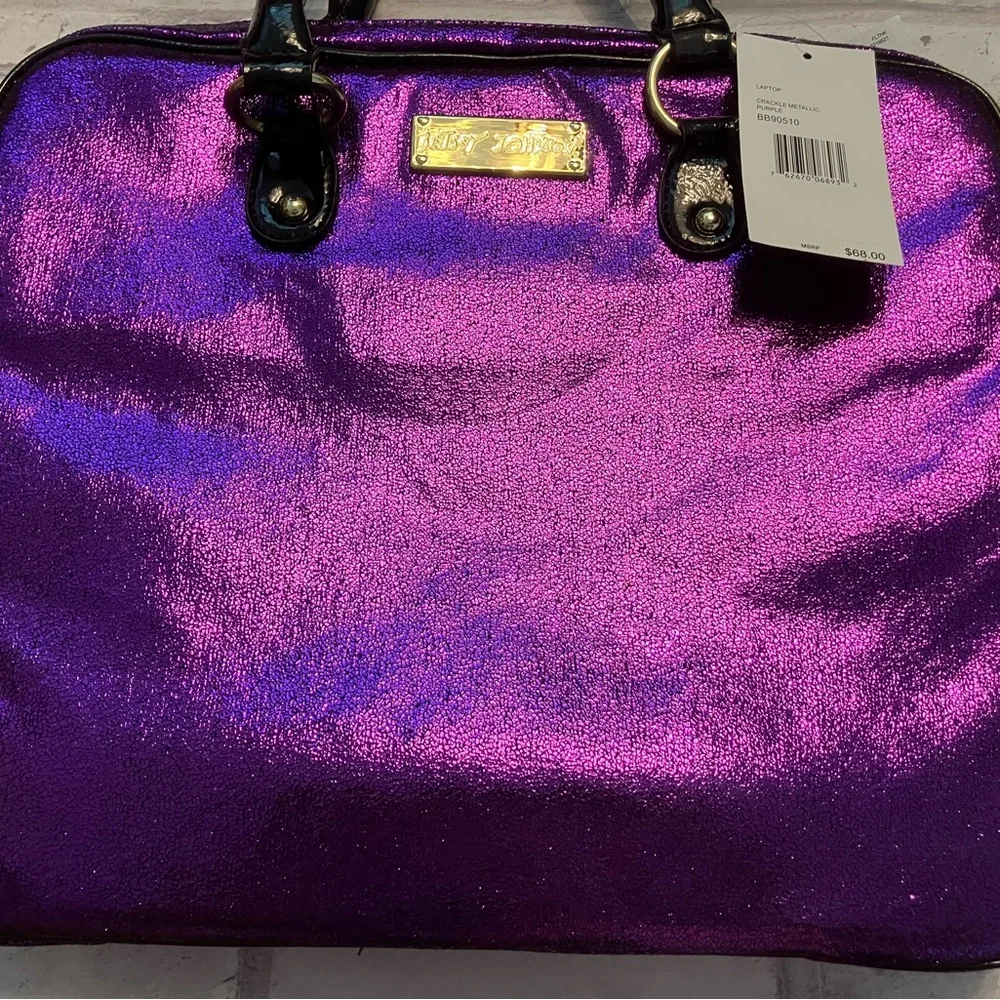 NWT Betsey Johnson Shimmery Purple Laptop Bag